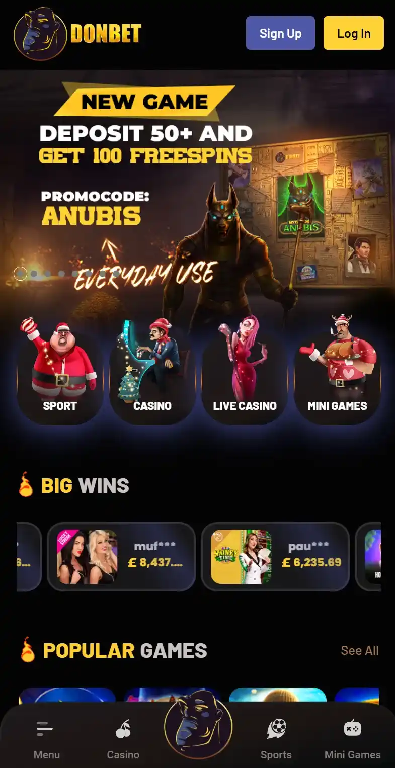 DonBet mobile app interface